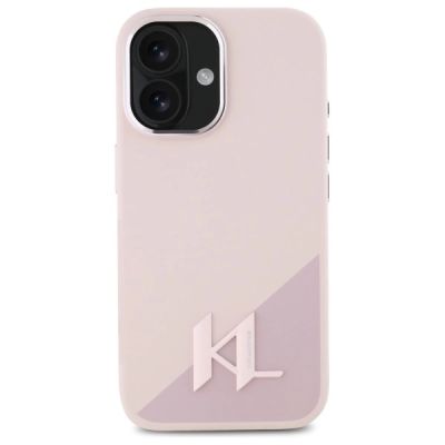 3. Etui Karl Lagerfeld Silicone Shadow Metal Initial MagSafe na iPhone 16 - różowe