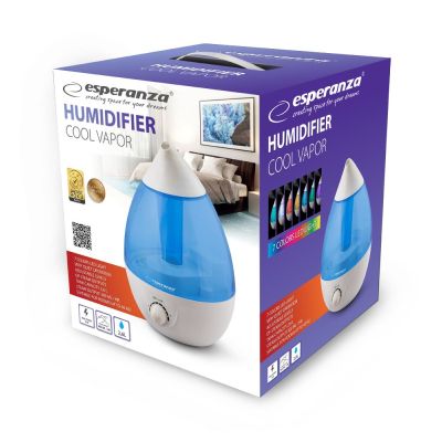 7. Nawilżacz powietrza Esperanza COOL VAPOR EHA005 (25W; kolor niebieski)