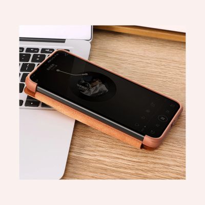 18. Nillkin Qin Leather Pro Case etui do Samsung Galaxy S22+ (S22 Plus) osłona na aparat kabura pokrowiec obudowa z klapką brązowy