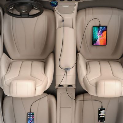 9. Ładowarka samochodowa Baseus Share Together 120W wieloportowa 2x USB-A + 2x USB-C - szara