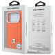 8. Etui Karl Lagerfeld Karl & Choupette Head Pins Saffiano MagSafe na iPhone 17 Pro - pomarańczowe
