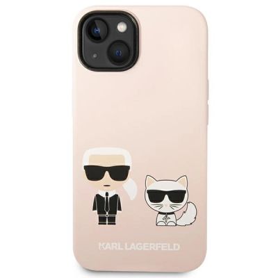3. Etui Karl Lagerfeld Silicone Karl&Choupette MagSafe na iPhone 14 Plus - jasnoróżowe