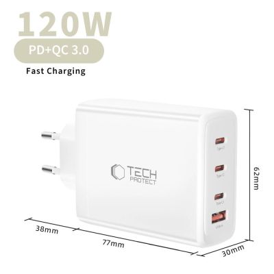 5. Ładowarka sieciowa Tech-Protect NC120W-GAN 4-Porty 120W - biała
