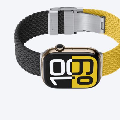 4. Zestaw 2 pasków AMAZINGTHING Blend Band do Apple Watch 45 / 46 / 49 mm - żółto-czarny / czarny