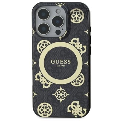 3. Etui Guess IML Peony On 4G Background MagSafe na iPhone 16 Pro - czarne