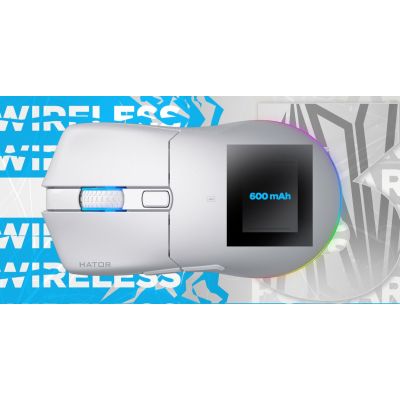13. HATOR Pulsar 3 Wireless myszka Gaming Oburęczny RF Wireless + Bluetooth + USB Type-C Optyczny 12000 DPI