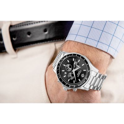 3. Zegarek Męski Giewont Chronograph Sapphire Srebrno Czarny GW3520-B2