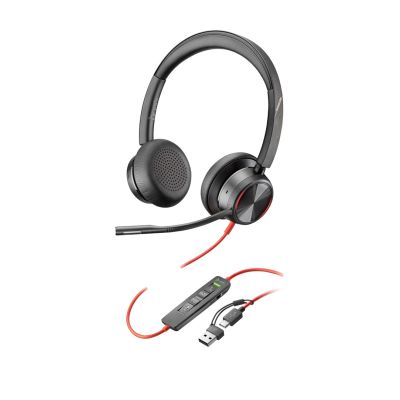 8. POLY Zestaw słuchawkowy Blackwire 8225 Stereo USB-C + przejściówka USB-C/A