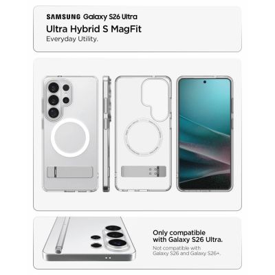 7. Etui Spigen Ultra Hybrid S Mag MagSafe na Samsung Galaxy S26 Ultra - przezroczysto-białe