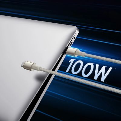 8. Kabel Baseus Tungsten Gold USB-C / USB-C 100W 1m - złoty