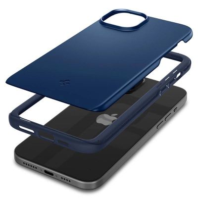 10. Etui Spigen Thin Fit na iPhone 15 Plus - niebieskie