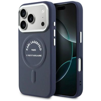 Etui Karl Lagerfeld Karl RSG Logo MagSafe na iPhone 17 Pro Max - niebieskie