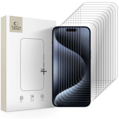 Szkło Hartowane Tech-Protect Bundle 10-pack na iPhone 15 Pro Max