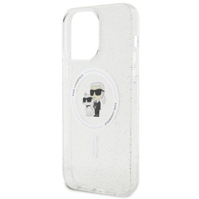 6. Etui Karl Lagerfeld Karl&Choupette Glitter MagSafe na iPhone 15 Pro Max - przezroczyste