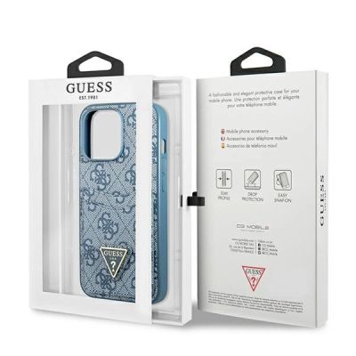 8. Etui Guess 4G Triangle Logo Cardslot na iPhone 13 Pro / 13 - niebieskie