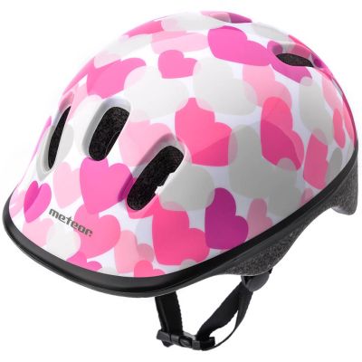 9. Kask rowerowy Meteor KS06 Hearts pink roz XS 44-48cm Jr 24818