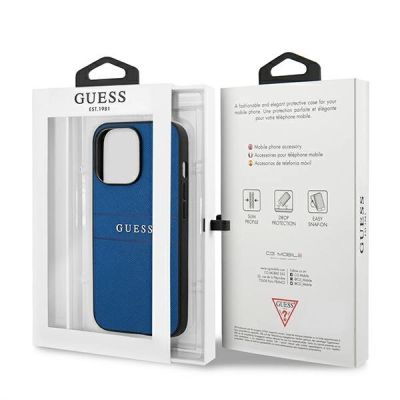 8. Etui Guess Saffiano Strap na iPhone 13 Pro Max 6,7" - niebieske