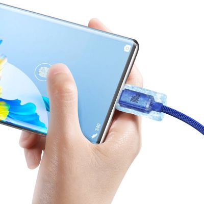 4. Baseus Crystal Shine Series kabel przewód USB do szybkiego ładowania i transferu danych USB Typ A - USB Typ C 100W 1,2m niebieski (CAJY000403)