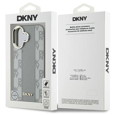 8. Etui DKNY Checkered Pattern Magsafe na iPhone 16 - beżowe
