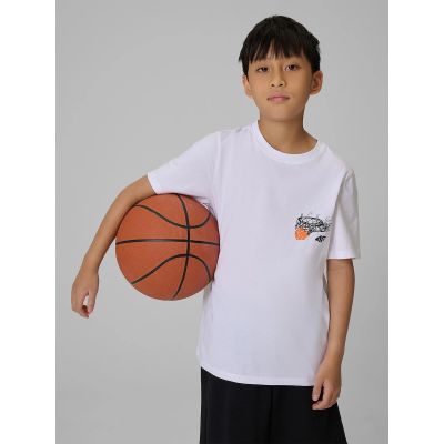 T-shirt regular z nadrukiem chłopięcy 4F 4FJRAW26TTSHM4343-10S