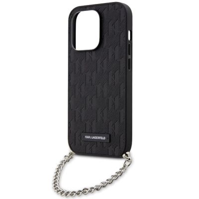 5. Etui Karl Lagerfeld Saffiano Monogram Chain na iPhone 14 Pro - czarne