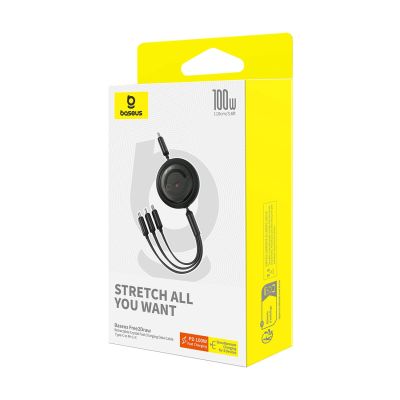 7. Kabel Baseus Free2Draw CB000084 zwijany USB-C - Lightning / USB-C / micro USB 100W 1.1m - czarny
