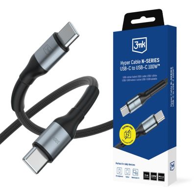 Kabel 3mk Hyper Cable N-SERIES USB-C / USB-C 3m PD 3.0 QC 3.0 20V / 5A 100W - czarny
