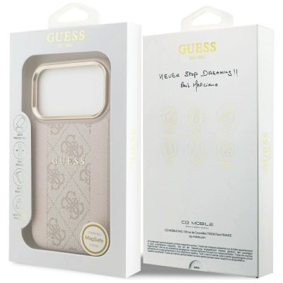 8. Etui Guess 4G Stripe MagSafe na iPhone 17 Pro - różowe