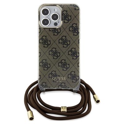 2. Etui Guess Crossbody Cord 4G Print na iPhone 15 Pro Max - brązowe