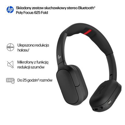 4. HP Poly Składany stereofoniczny zestaw słuchawkowy Bluetooth Focus 625 Fold