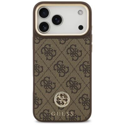 3. Etui Guess 4G Strass Logo MagSafe na iPhone 17 Pro Max - brązowe