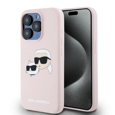Etui Karl Lagerfeld Silicone Karl&Choupette MagSafe na iPhone 15 Pro Max - różowe