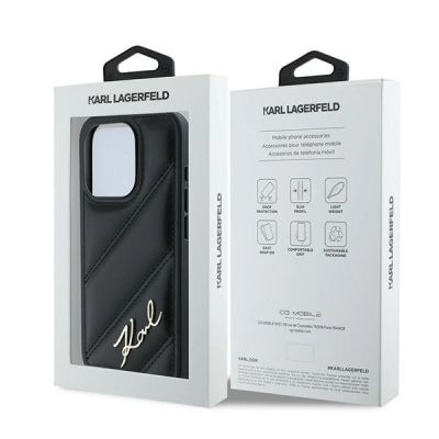 8. Etui Karl Lagerfeld Diagonal Quilted Script na iPhone 15 Pro Max - czarne