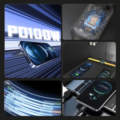 6. Kabel z ładowarką do Apple Watch Dudao A12Max+ PD 100W 3w1: USB-C Lightning 1,2m - czarny