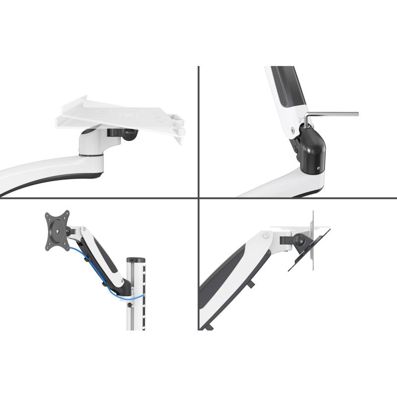 3. Ramię naścienne pojedyncze 1xLCD + klawiatura, max. 32" i 8kg uchylno-obrotowe 360° (PIVOT)