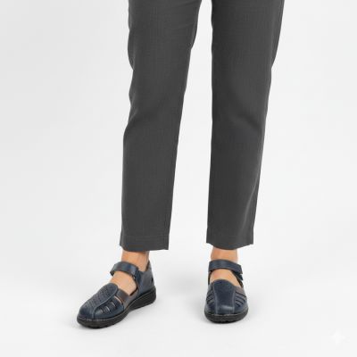 5. Półbuty damskie komfortowe na rzep ażurowe granatowe Unisoft 9955