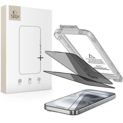 Szkło prywatyzujące Tech-Protect Quick Set Spy+ 2-pack na iPhone 15 / 16