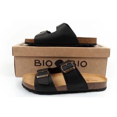 10. Bio Bio buty laczki męskie klapki profilowane skóra naturalna czarne
