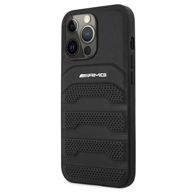 2. Etui AMG Leather Debossed Lines na iPhone 13 Pro / iPhone 13 - czarne