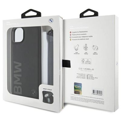 7. Etui BMW Signature Leather Wordmark Cord na iPhone 15 Plus / 14 Plus - czarne