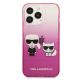 3. Etui Karl Lagerfeld Gradient Ikonik Karl&Choupette na iPhone 13 Pro / iPhone 13 - różowe