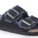 2. Klapki ocieplane Birkenstock Arizona VL Shearling Midnight skóra zamszowa szerokie regular (1020592)