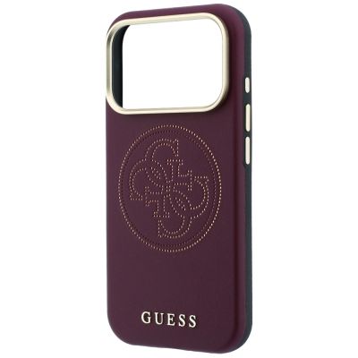 6. Etui Guess Perforated 4G Gold Logo Magsafe na iPhone 18 Pro Max / 17 Pro Max - burgundowe