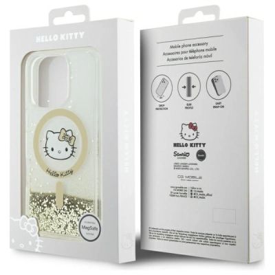 8. Etui Hello Kitty Liquid Glitter Fever MagSafe na iPhone 16 Pro Max - złote