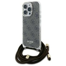 Etui Guess Crossbody Cord 4G Print na iPhone 16 Pro Max - brązowe