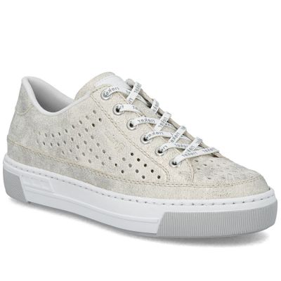 Półbuty damskie ażurowe komfortowe miękkie beżowe Rieker L8849-60