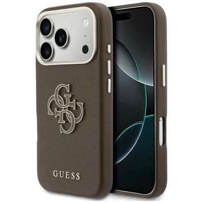 Etui Guess FW Resin Logo na iPhone 17 Pro - brązowe