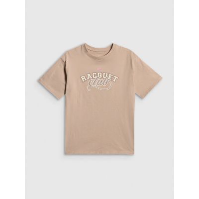 6. T-shirt oversize z nadrukiem dziewczęcy 4F 4FJRAW26TTSHF4242-83S