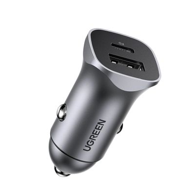7. Ładowarka samochodowa Ugreen CD130 USB-A / USB-C 30W - szara