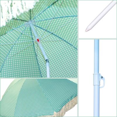 4. PARASOL PLAŻOWO OGRODOWY Z FRĘDZLAMI 174CM ZIELONY